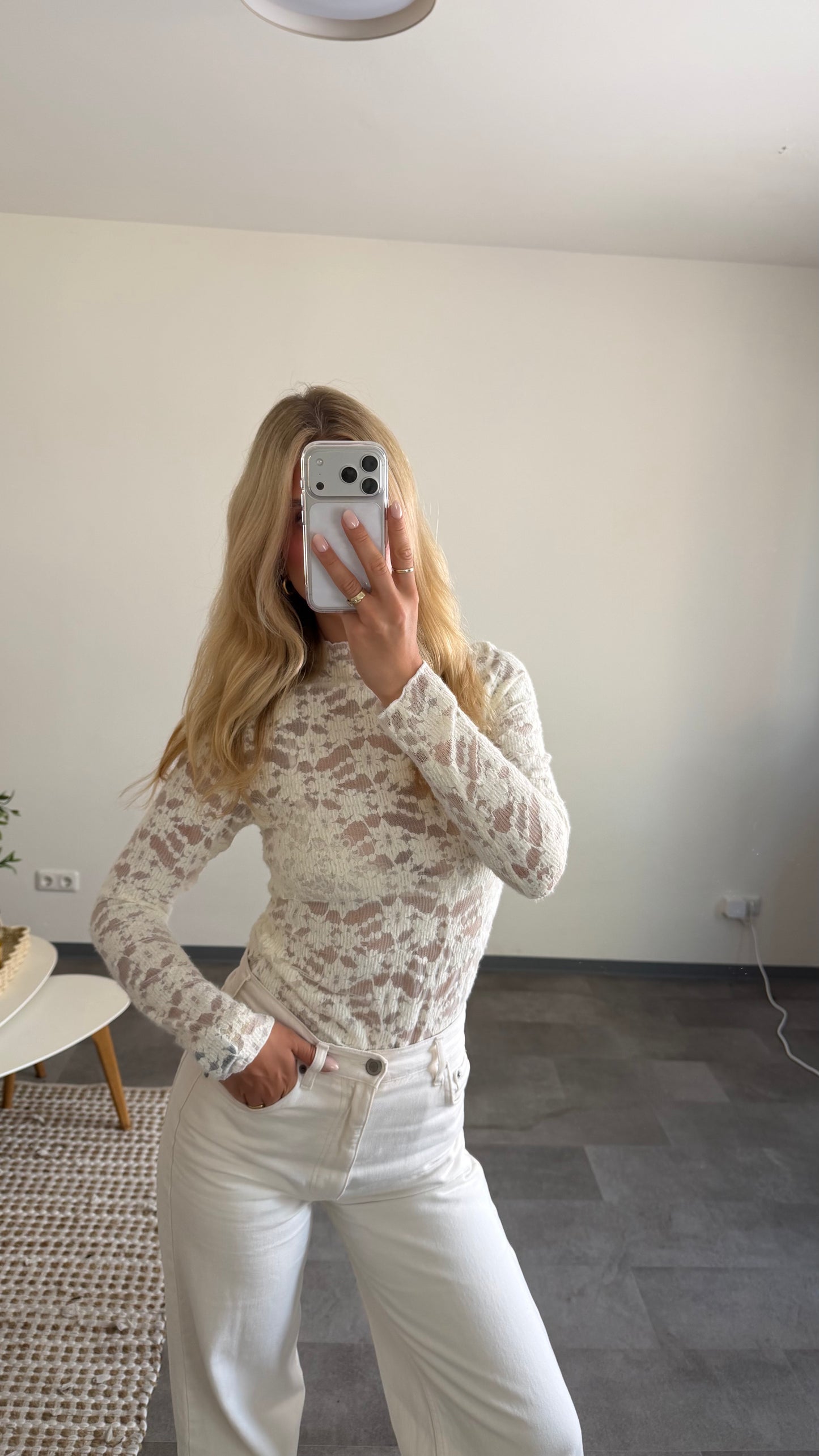 LACE LONG TOP VANILLA