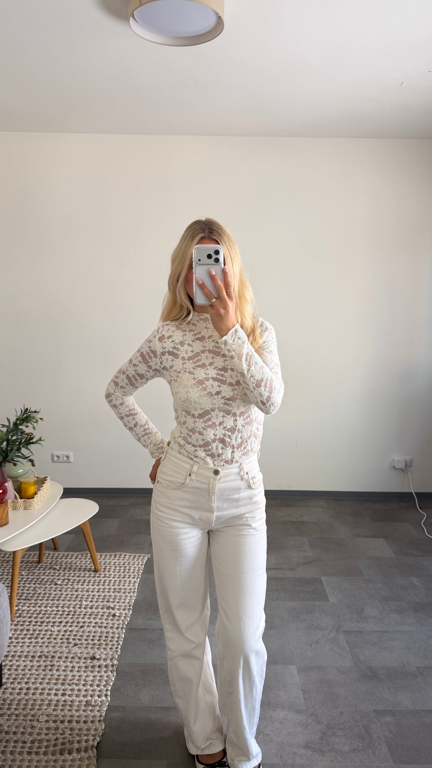 LACE LONG TOP VANILLA