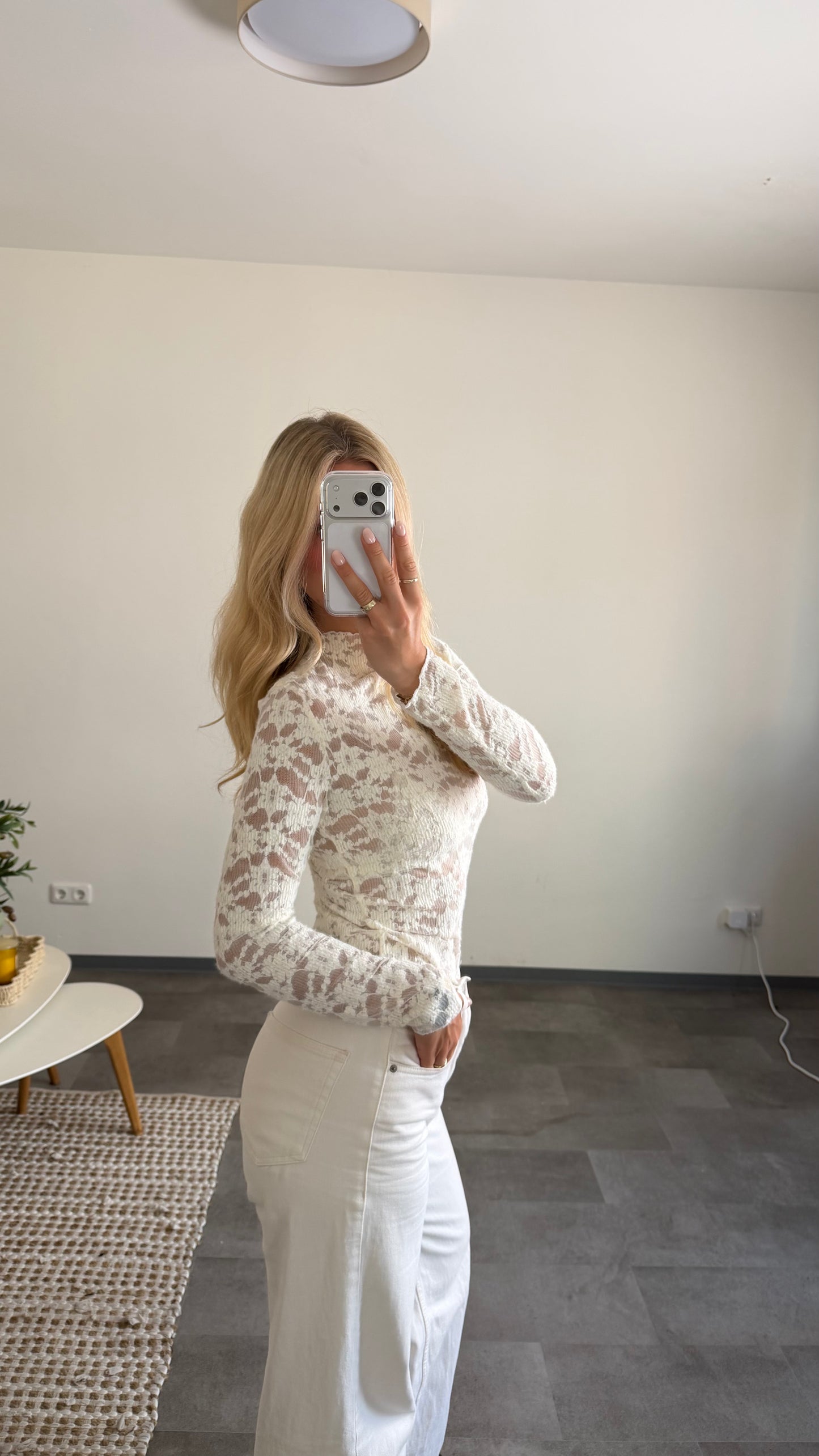 LACE LONG TOP VANILLA