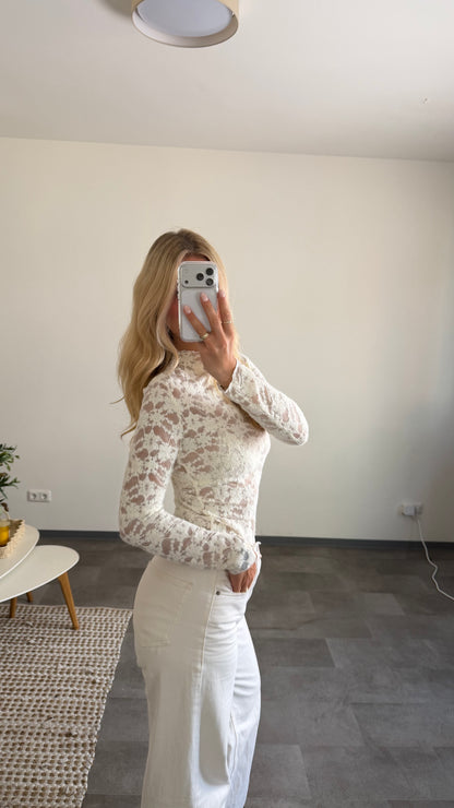 LACE LONG TOP VANILLA