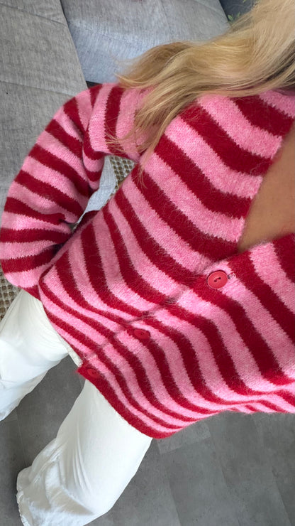 SOFT V-NECK CARDIGAN CHERRY ROSE