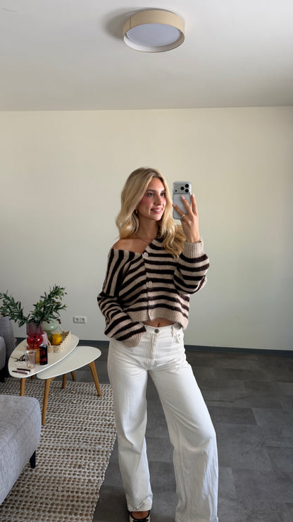 SOFT V-NECK CARDIGAN COFFEE CREAM