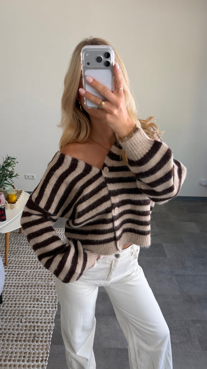 SOFT V-NECK CARDIGAN COFFEE CREAM