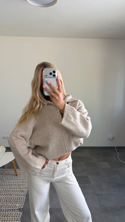 ZIP CARDIGAN BEIGE