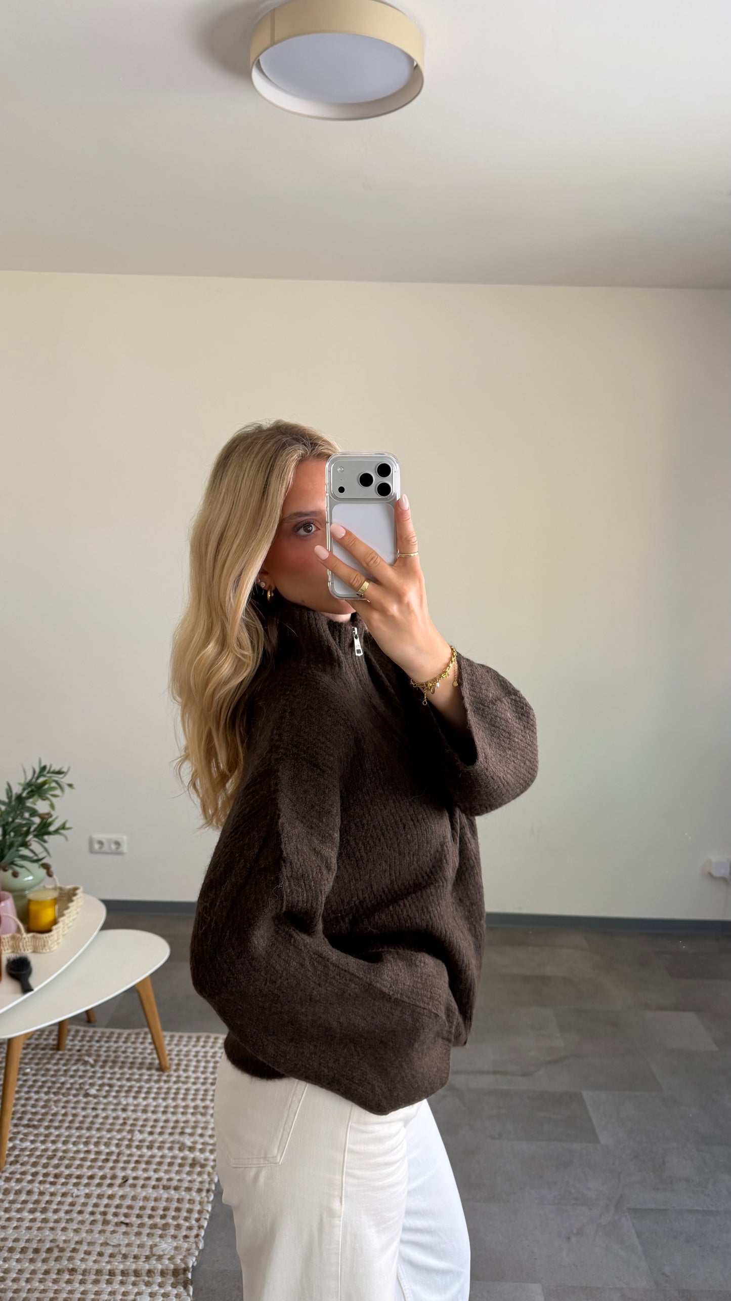 ZIP CARDIGAN CHOCLATE
