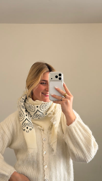 PAISLEY SCARF WHITE