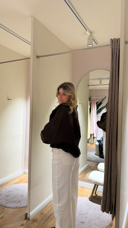 OVERSIZED PLAID BOMBER BRAUN