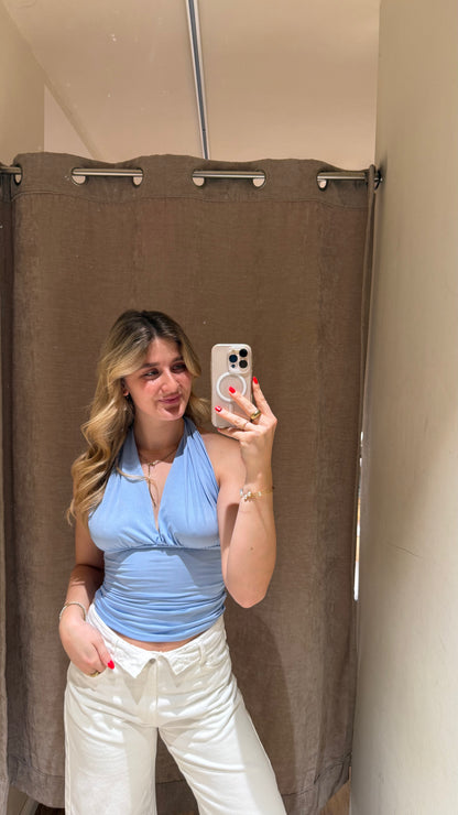 NECKHOLDER WRAP TOP BABYBLUE