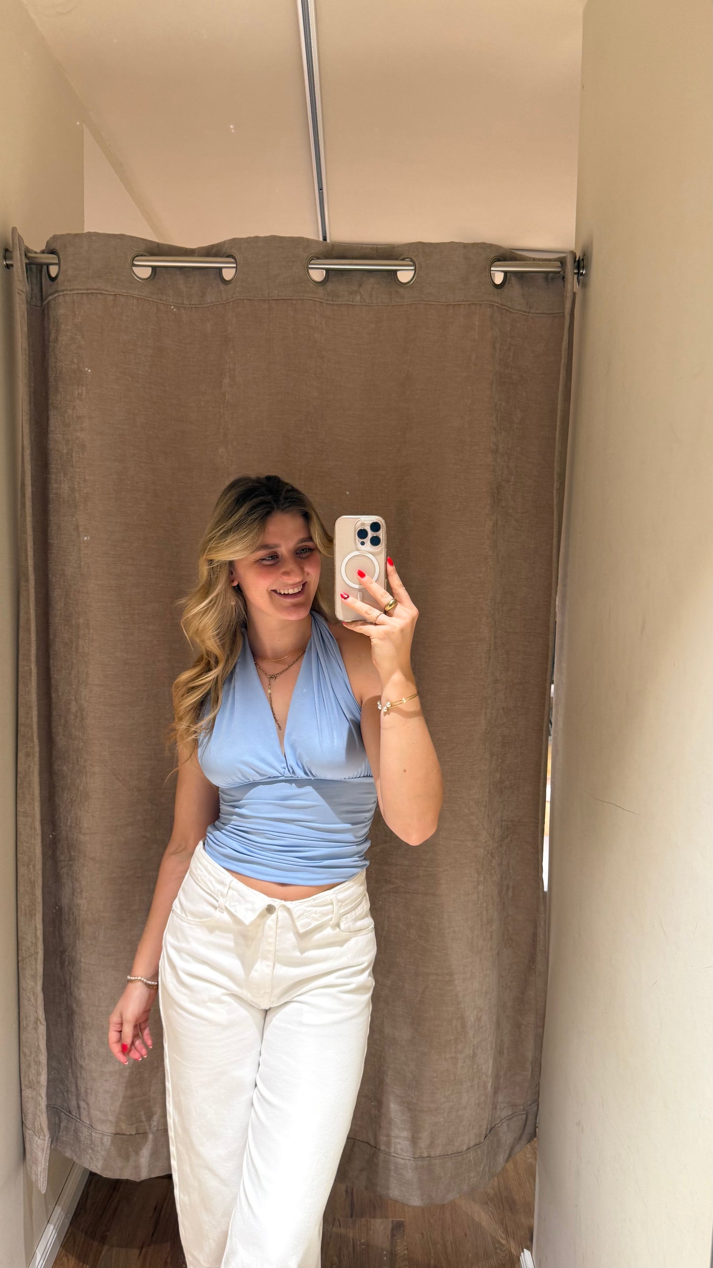 NECKHOLDER WRAP TOP BABYBLUE