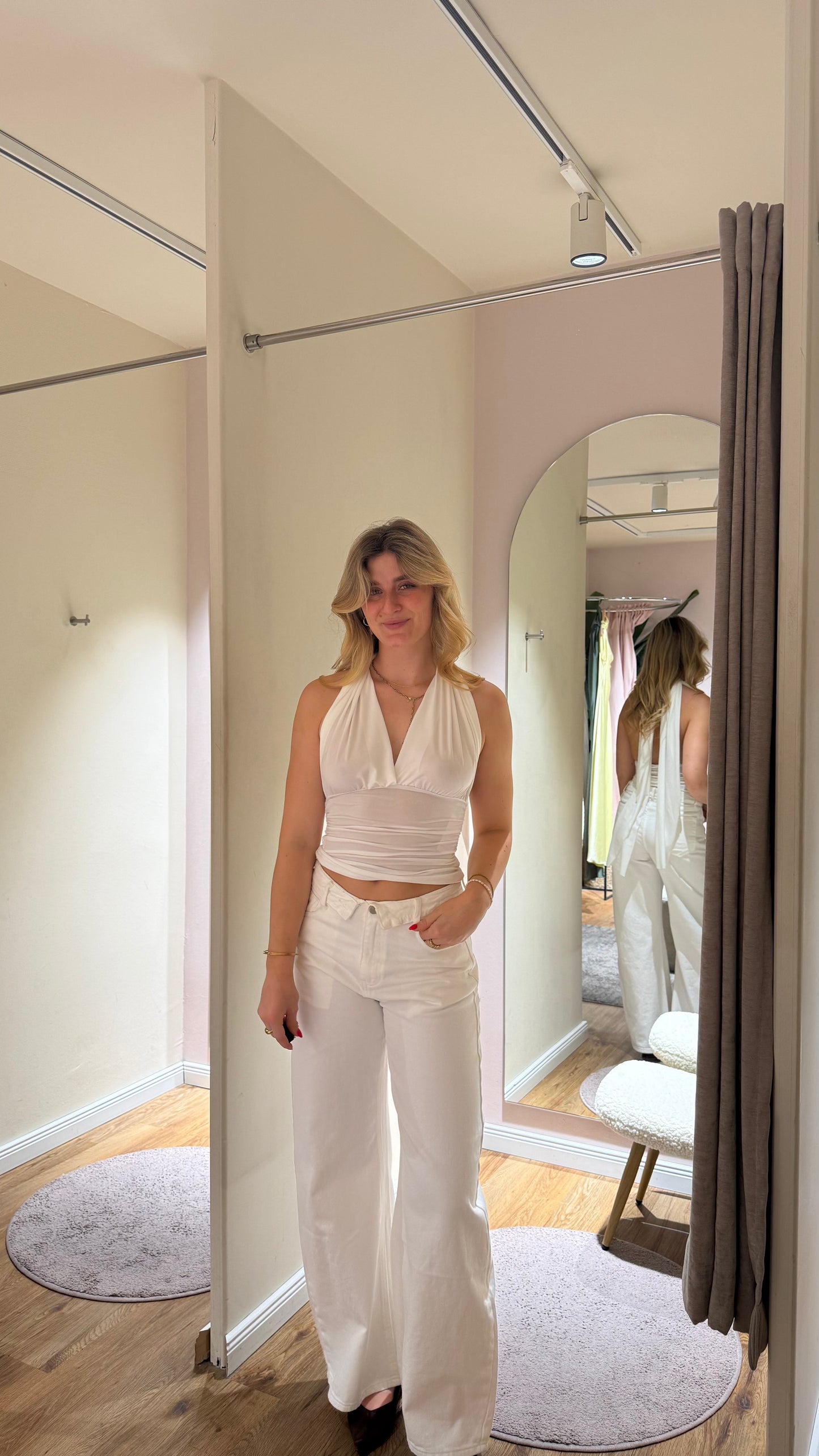 NECKHOLDER WRAP TOP WEISS