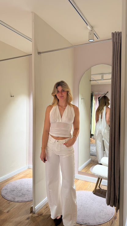NECKHOLDER WRAP TOP WEISS
