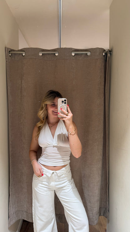 NECKHOLDER WRAP TOP WEISS