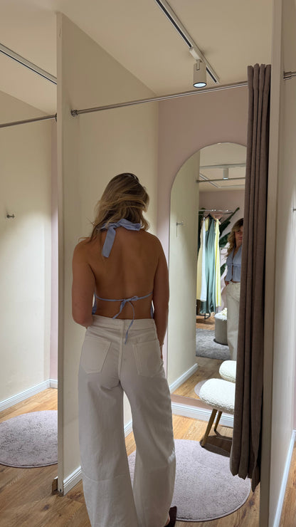 STRIPED BACKLESS NECKHOLDER TOP