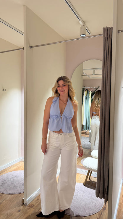 STRIPED BACKLESS NECKHOLDER TOP