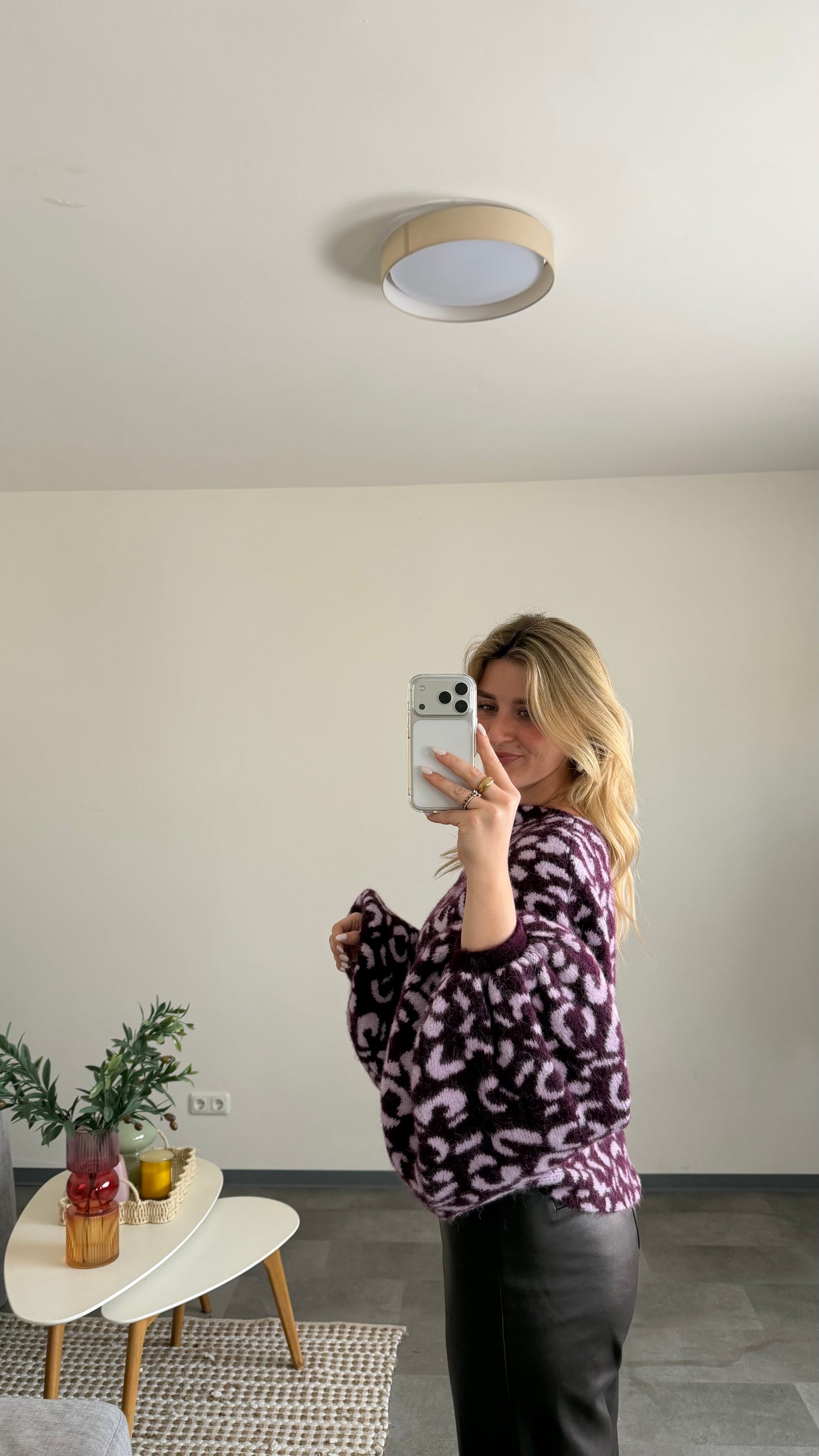 LEO BALLOON KNIT PULLOVER PLUM