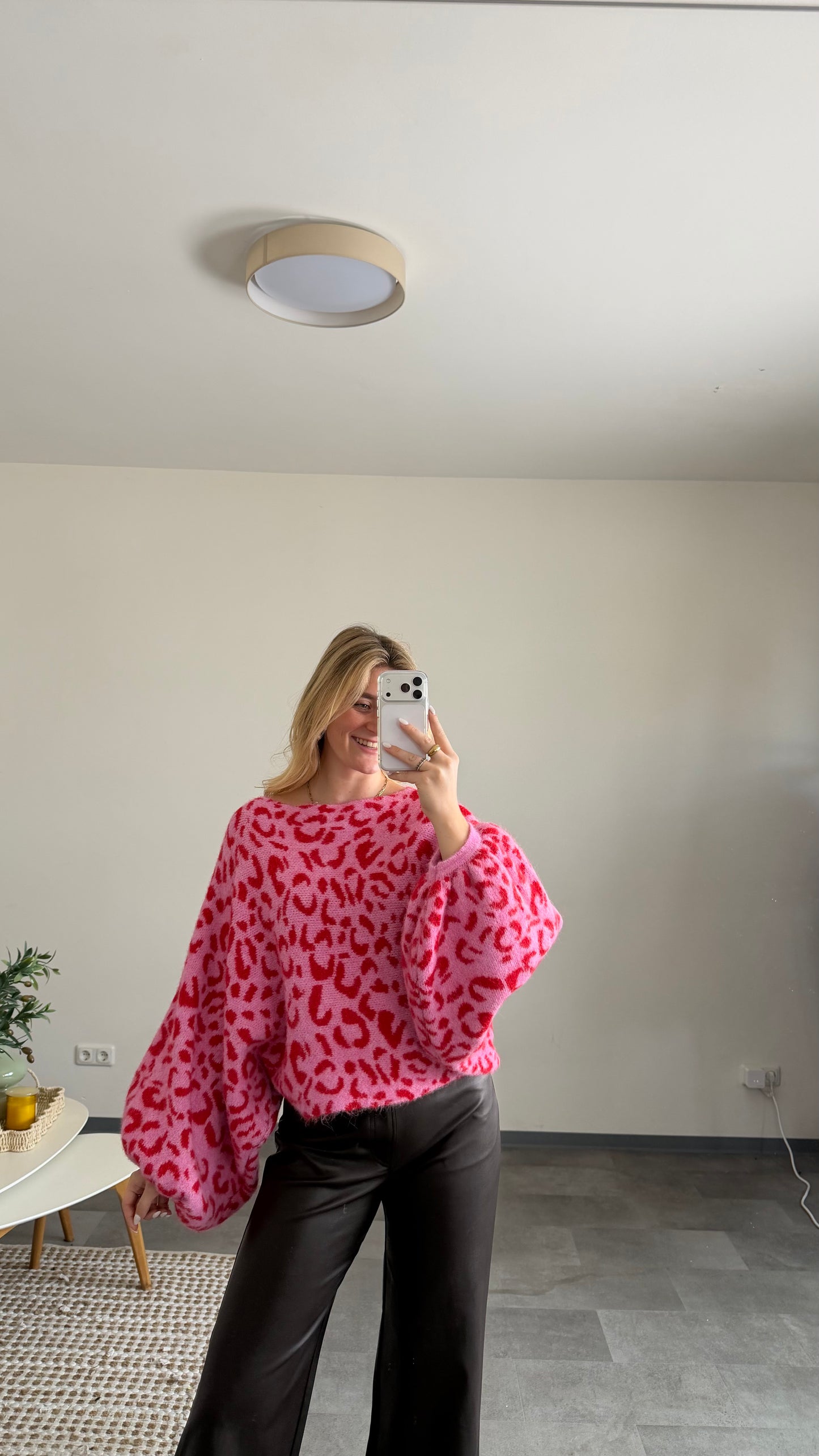 LEO BALLOON KNIT PULLOVER CHERRY PINK