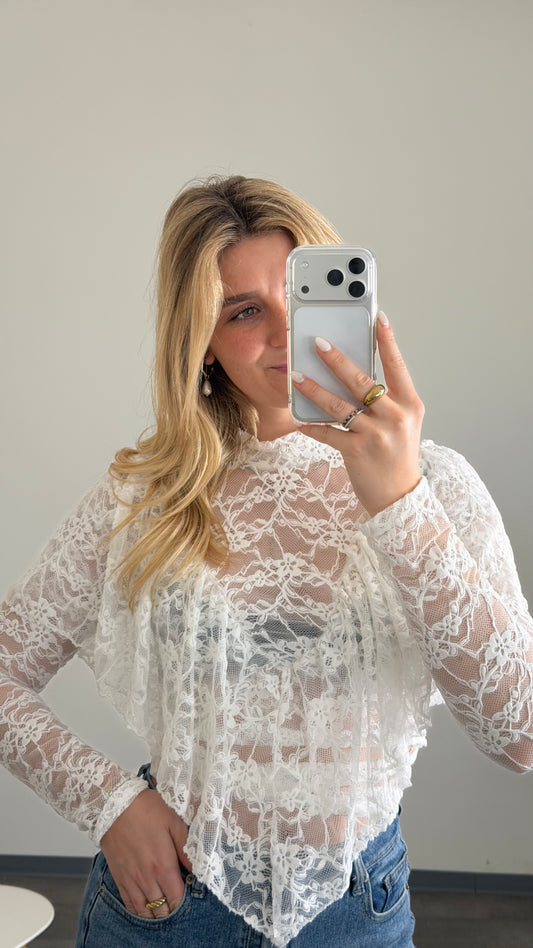 LACE LAYER BLOUSE WHITE