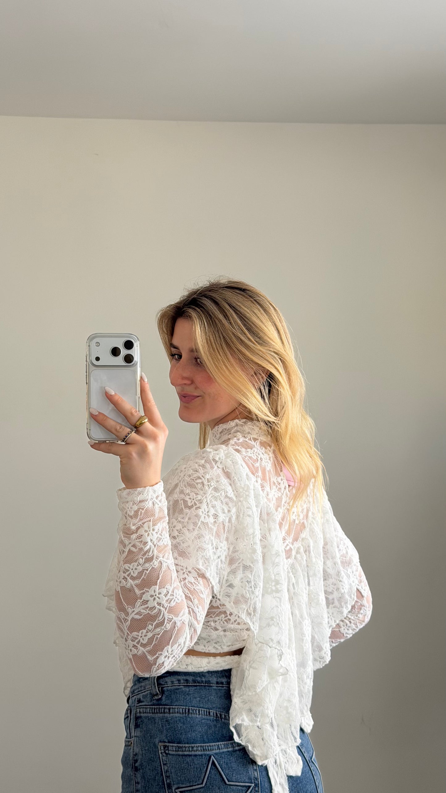 LACE LAYER BLOUSE WHITE