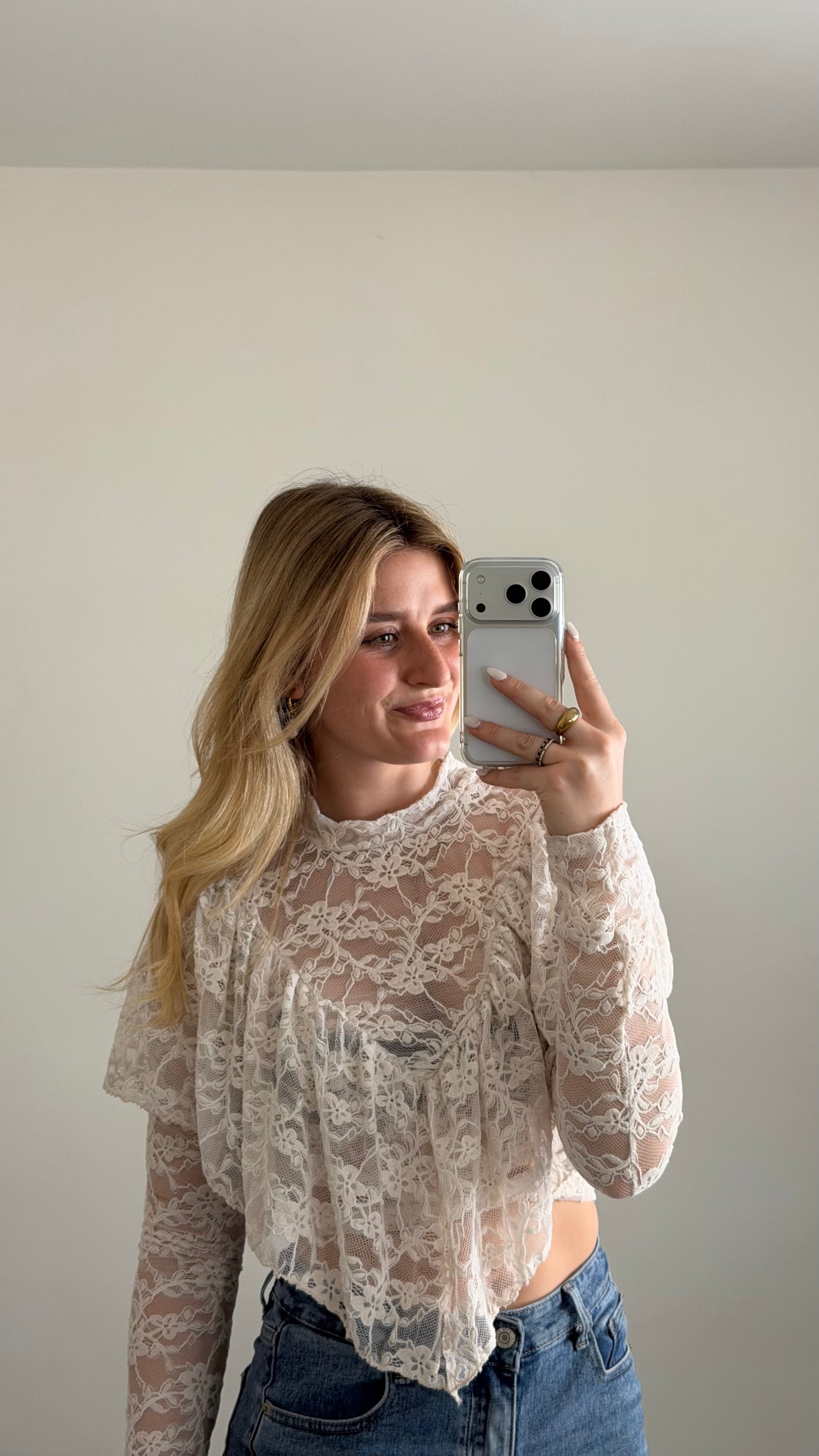 LACE LAYER BLOUSE CREAM