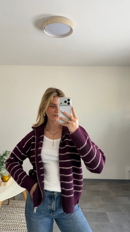 ZIP CARDIGAN PLUM ROSE