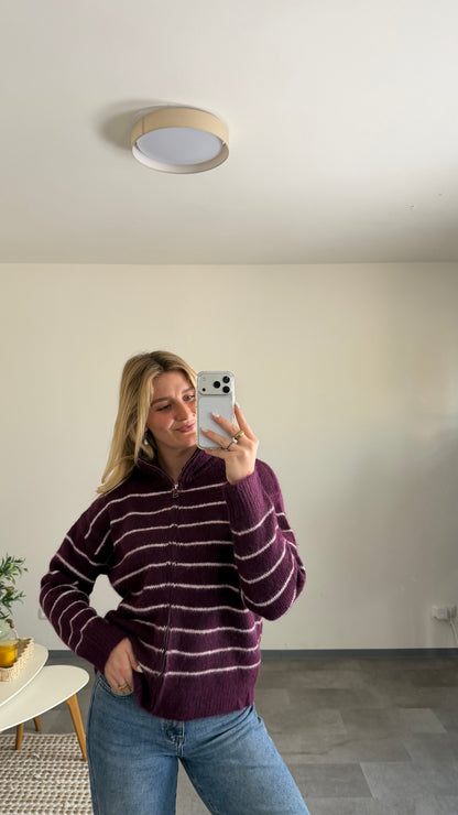 ZIP CARDIGAN PLUM ROSE