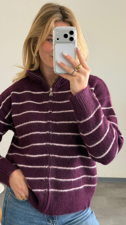 ZIP CARDIGAN PLUM ROSE