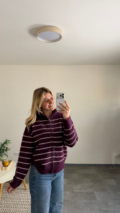 ZIP CARDIGAN PLUM ROSE