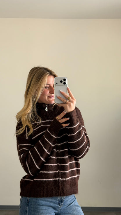 ZIP CARDIGAN BROWN