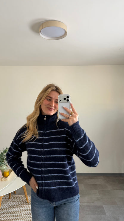 ZIP CARDIGAN MARINE