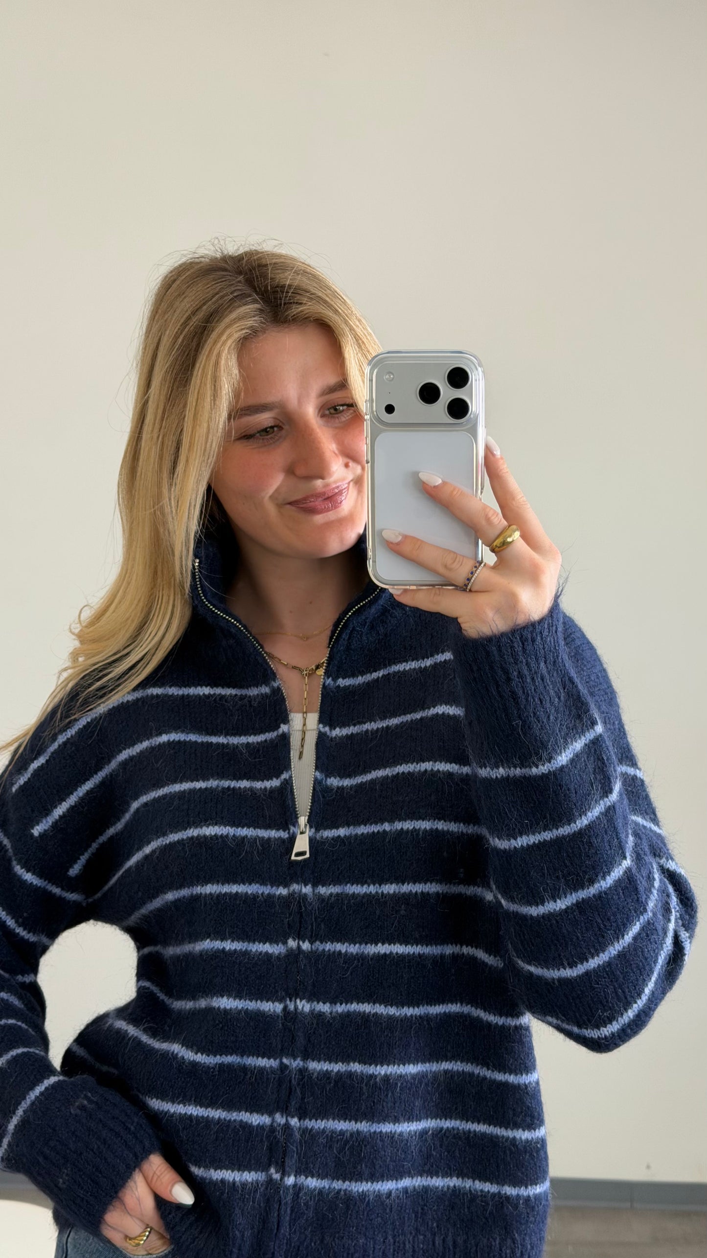 ZIP CARDIGAN MARINE