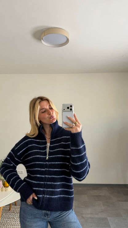 ZIP CARDIGAN MARINE