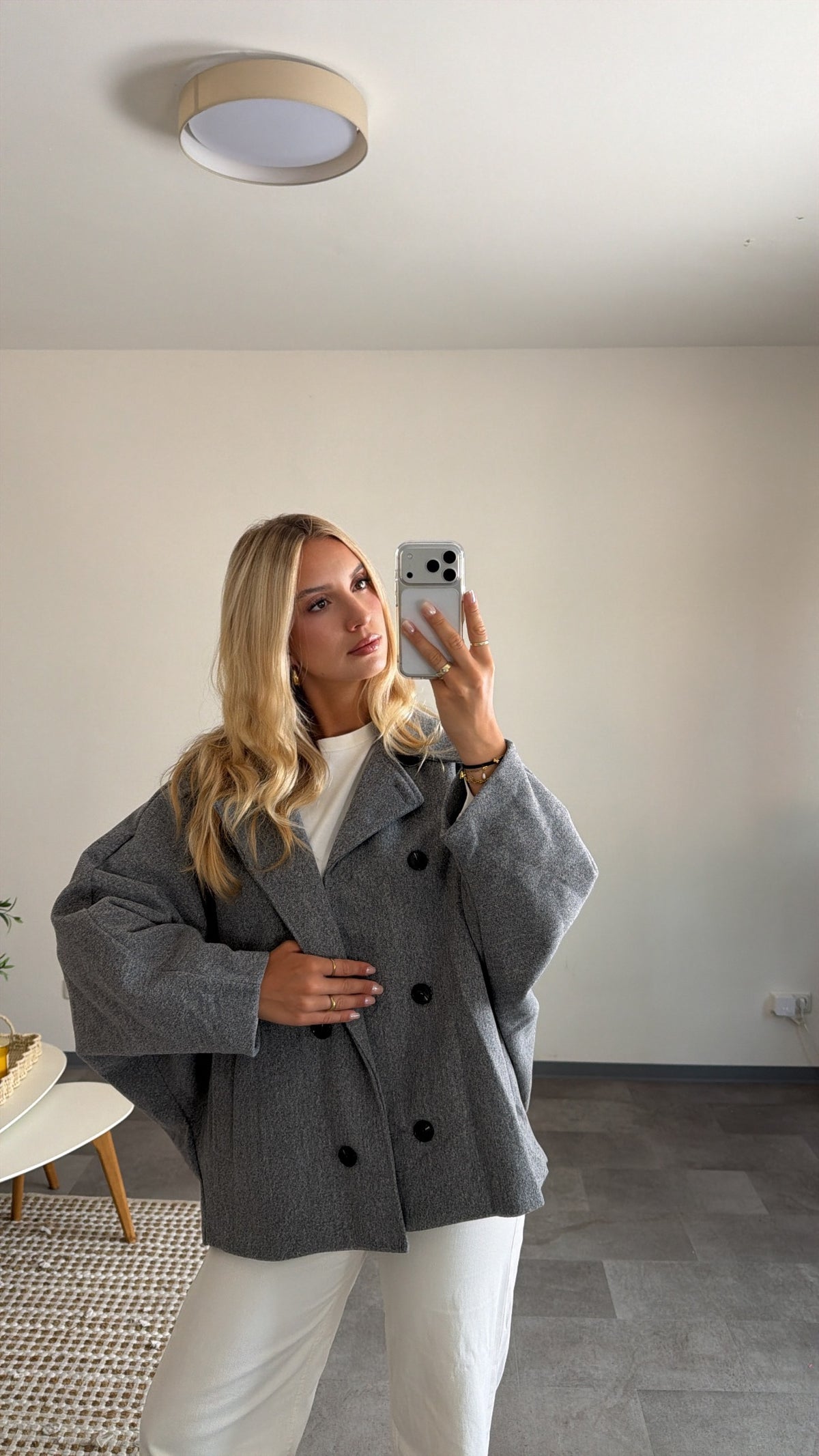 OVERSIZE SHORT COAT GREY