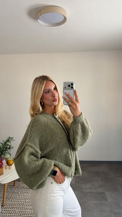 VINTAGE KNIT CARDIGAN SAGE GREEN