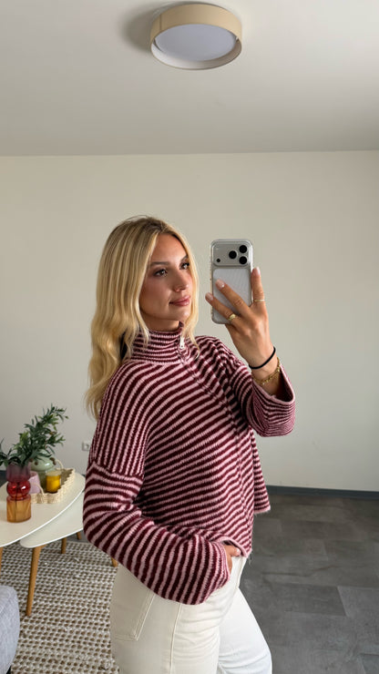 ZIP CARDIGAN BURGUNDY ROSE