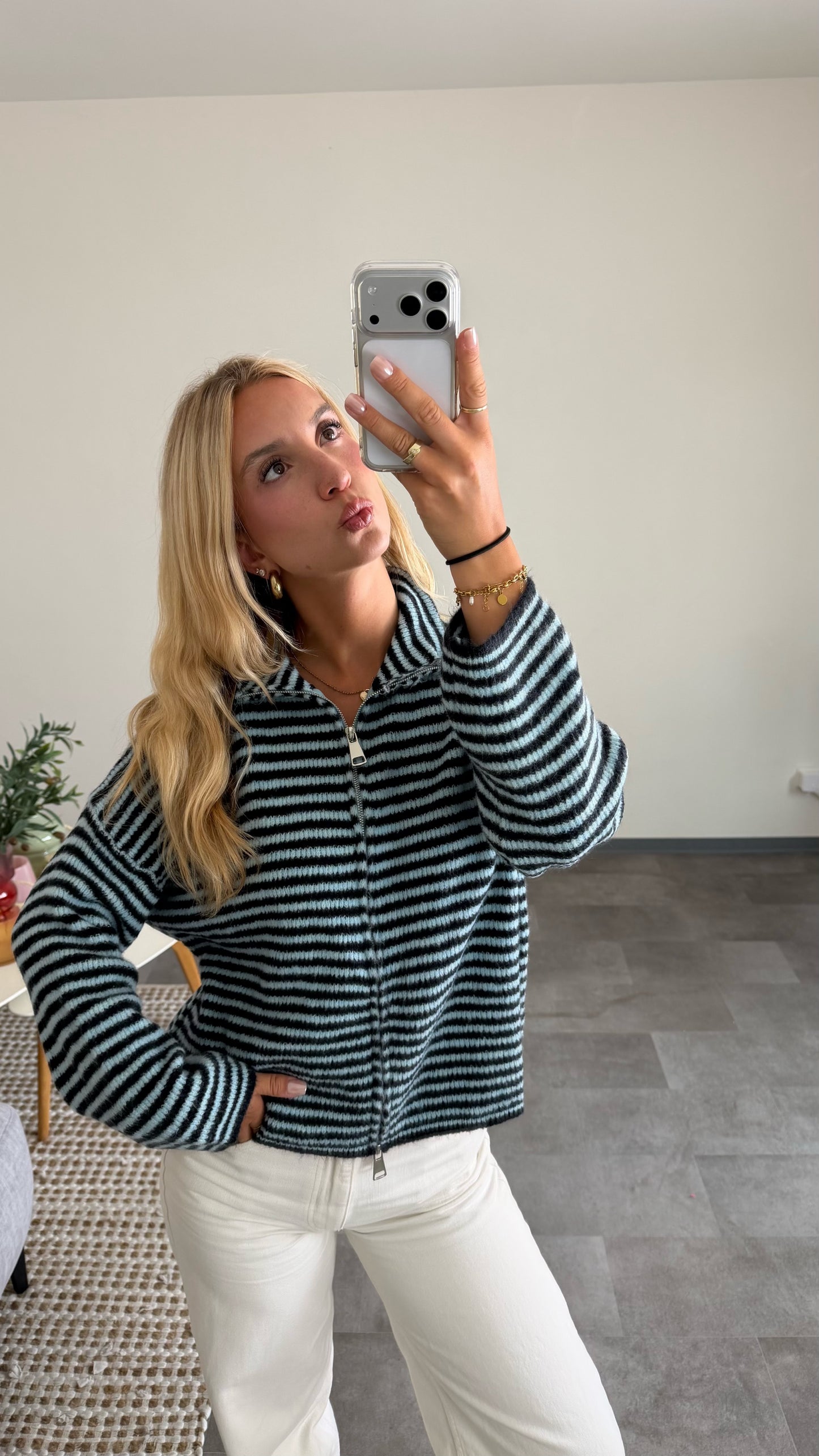ZIP CARDIGAN BLUEBERRY