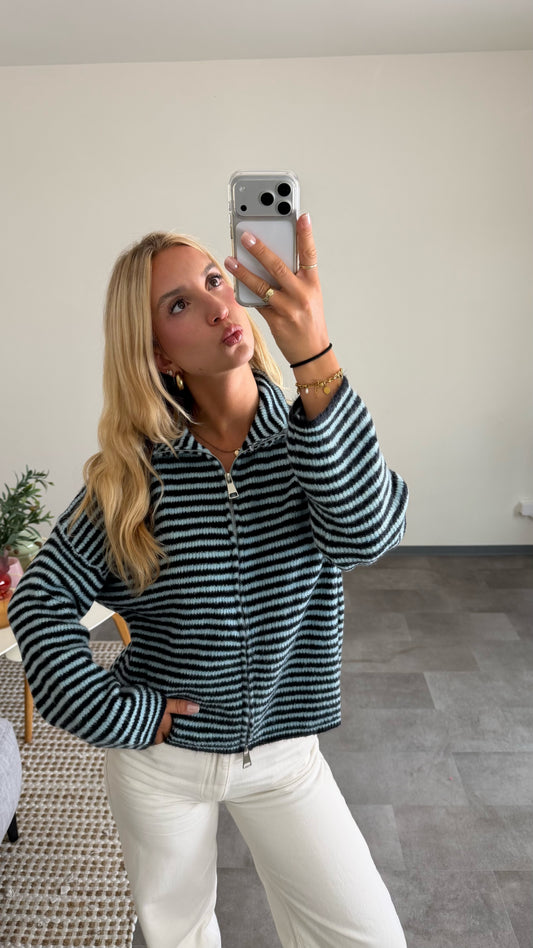 ZIP CARDIGAN BLUEBERRY