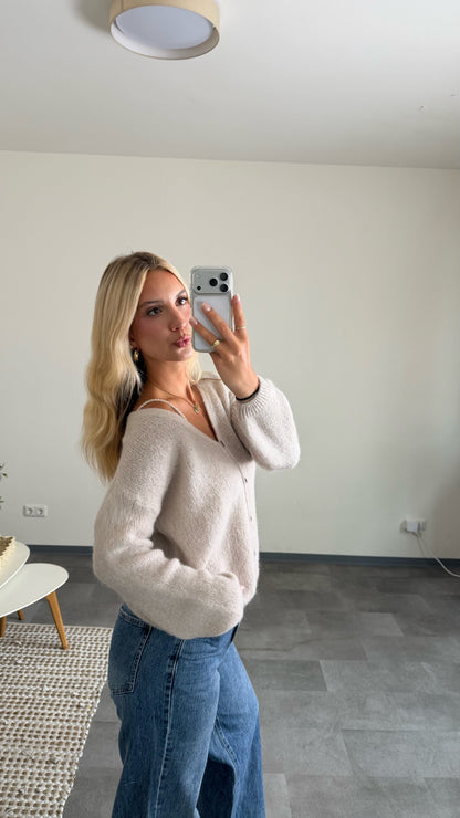 BASIC SOFT KNIT CARDIGAN BEIGE
