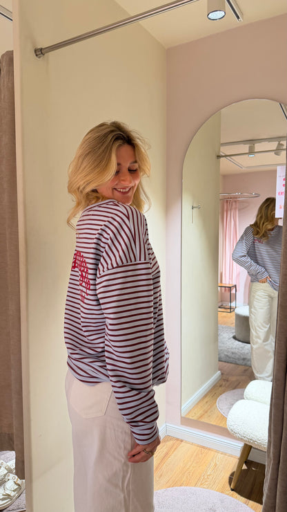 CHAMPAGNE CLUB SWEATER BLUE BURGUNDY