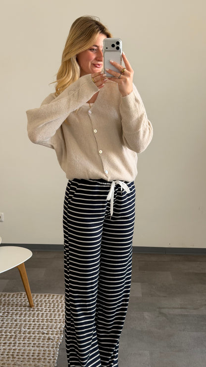 COZY STRIPE PANTS NAVY