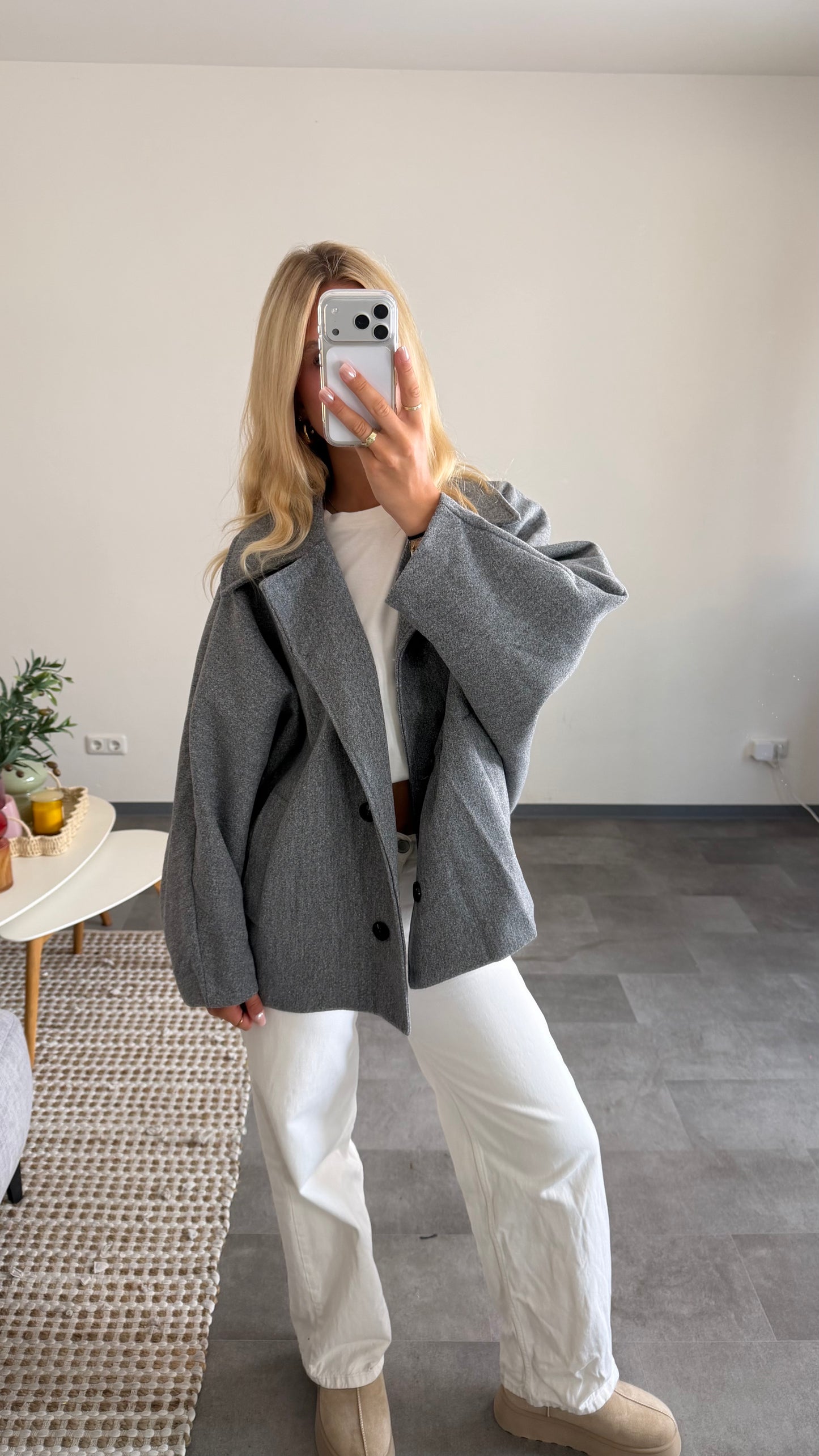 OVERSIZE SHORT COAT GREY