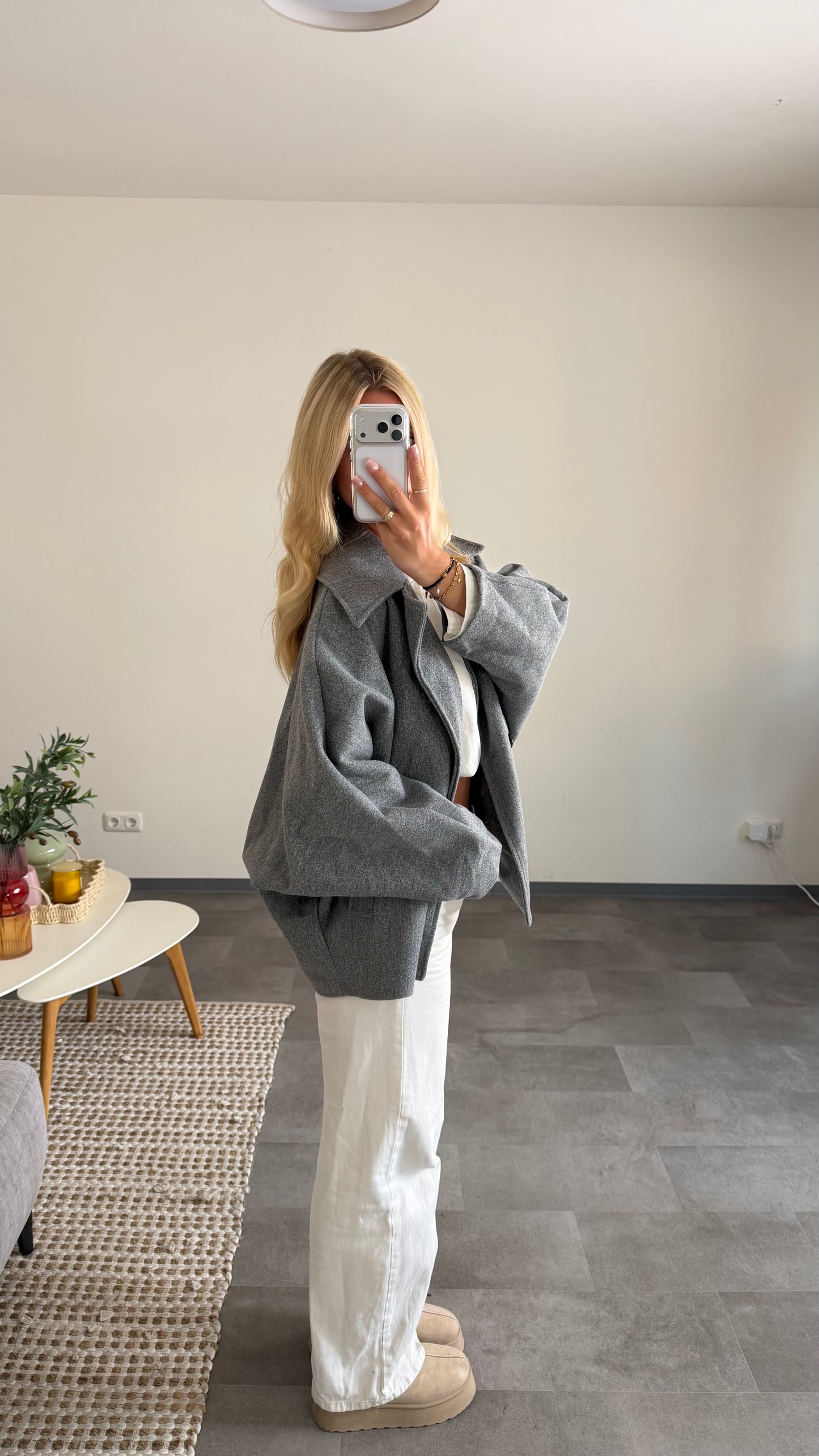 OVERSIZE SHORT COAT GREY