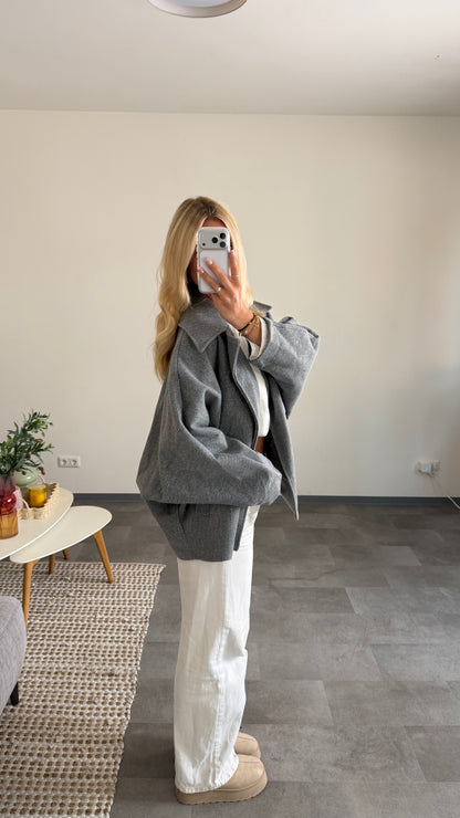 OVERSIZE SHORT COAT GREY