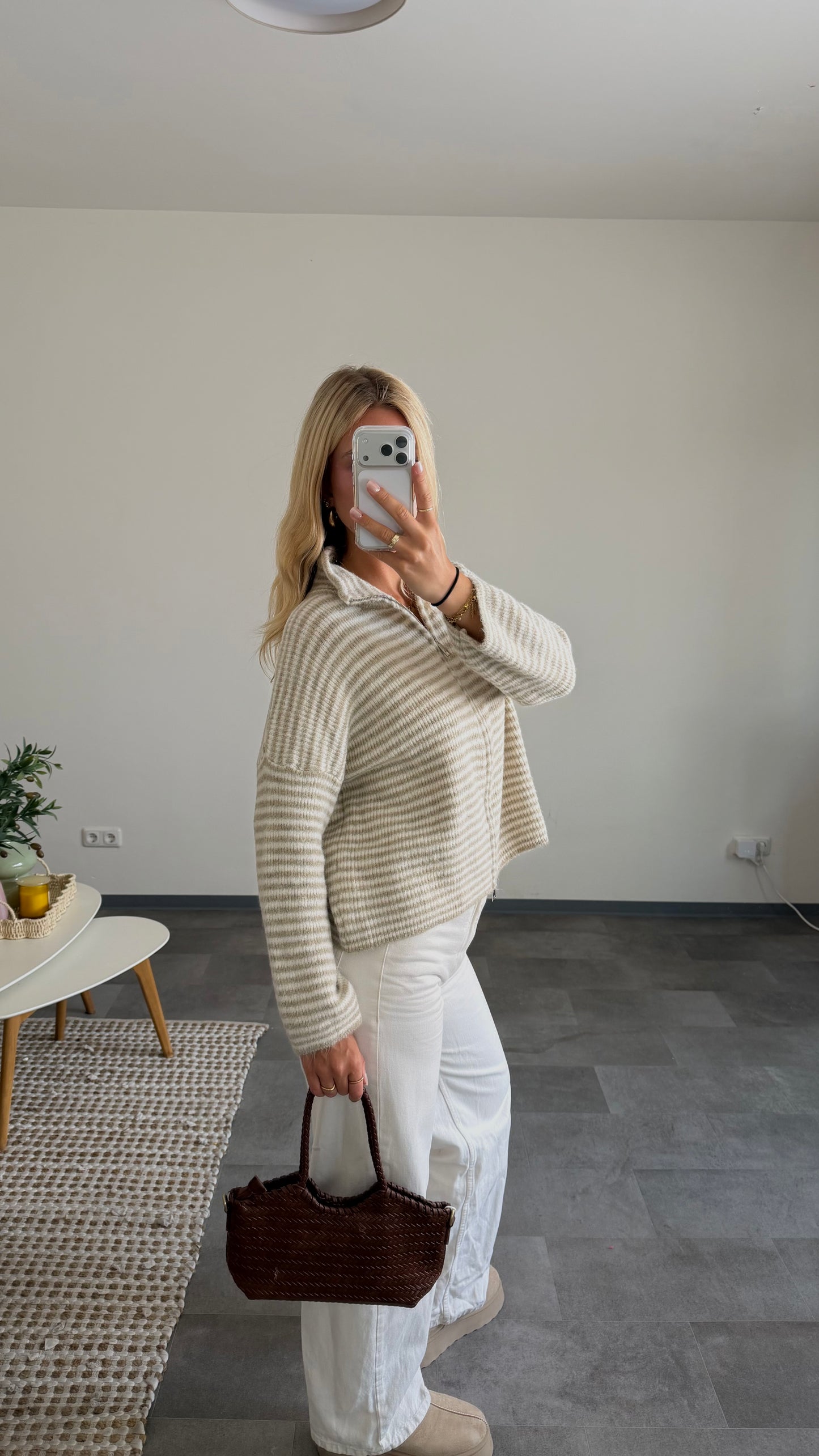 ZIP CARDIGAN VANILLA BEIGE