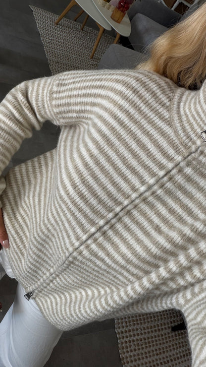 ZIP CARDIGAN VANILLA BEIGE