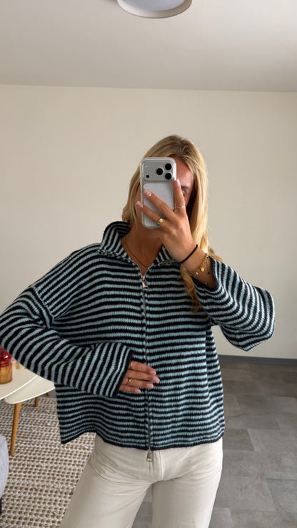 ZIP CARDIGAN BLUEBERRY