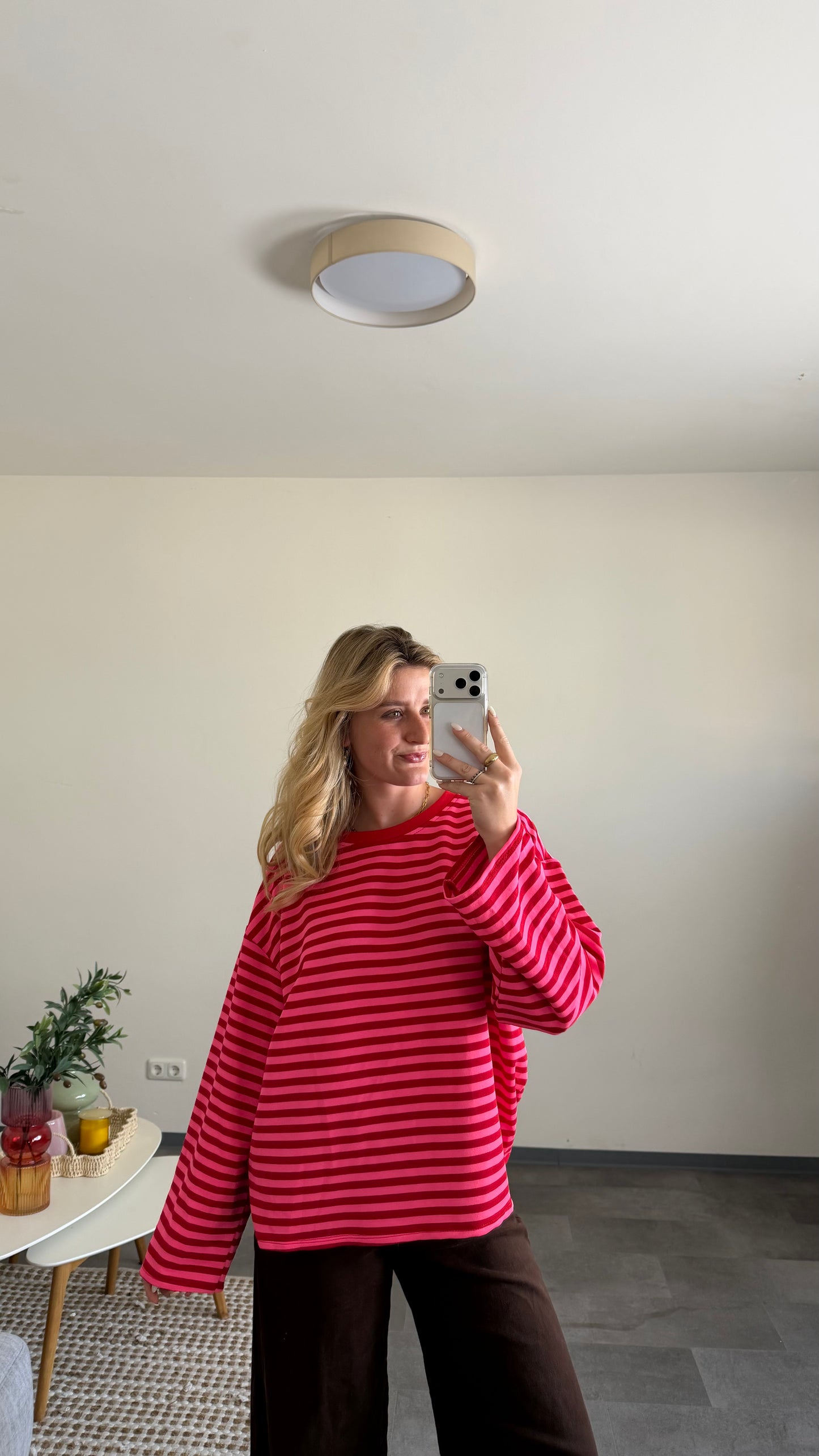 STRIPED SWEATER ROT PINK
