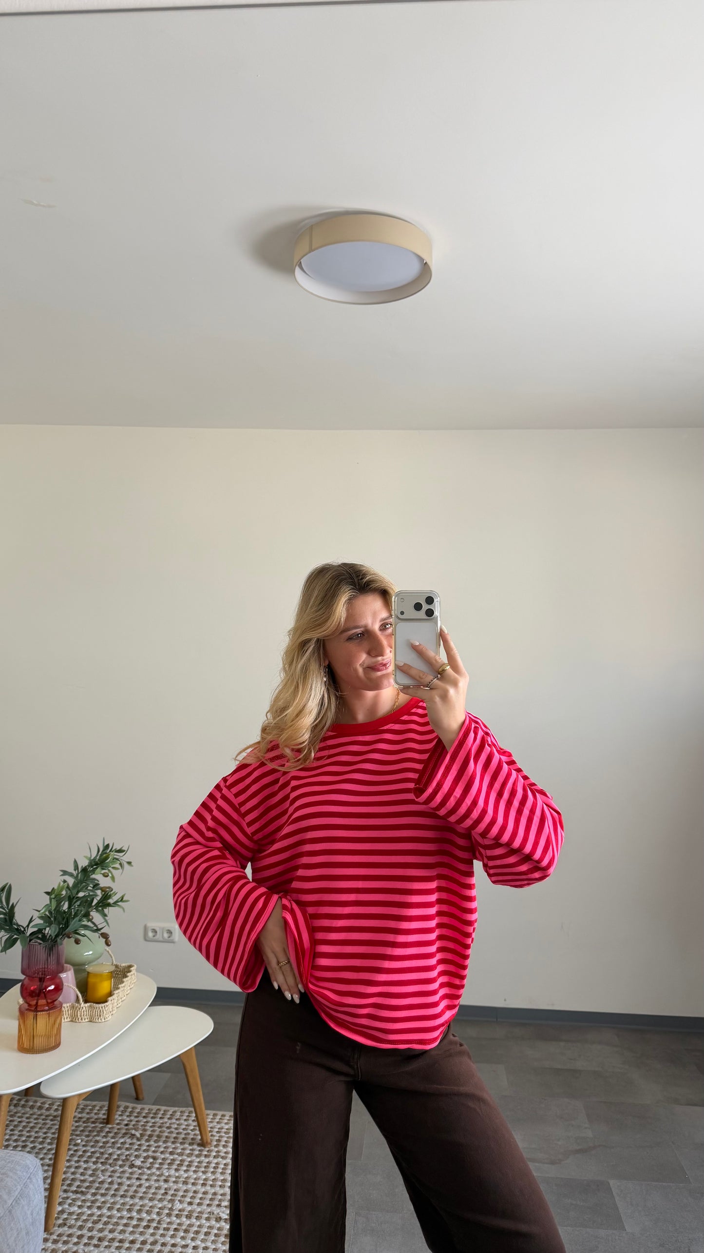 STRIPED SWEATER ROT PINK