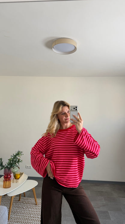 STRIPED SWEATER ROT PINK