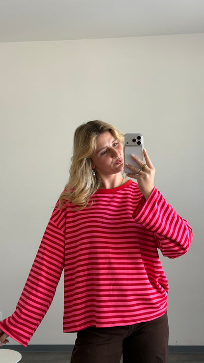 STRIPED SWEATER ROT PINK