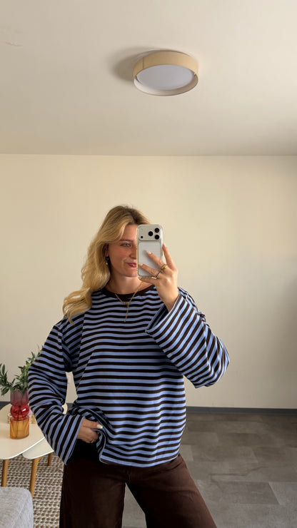 STRIPED SWEATER BRAUN BLAU